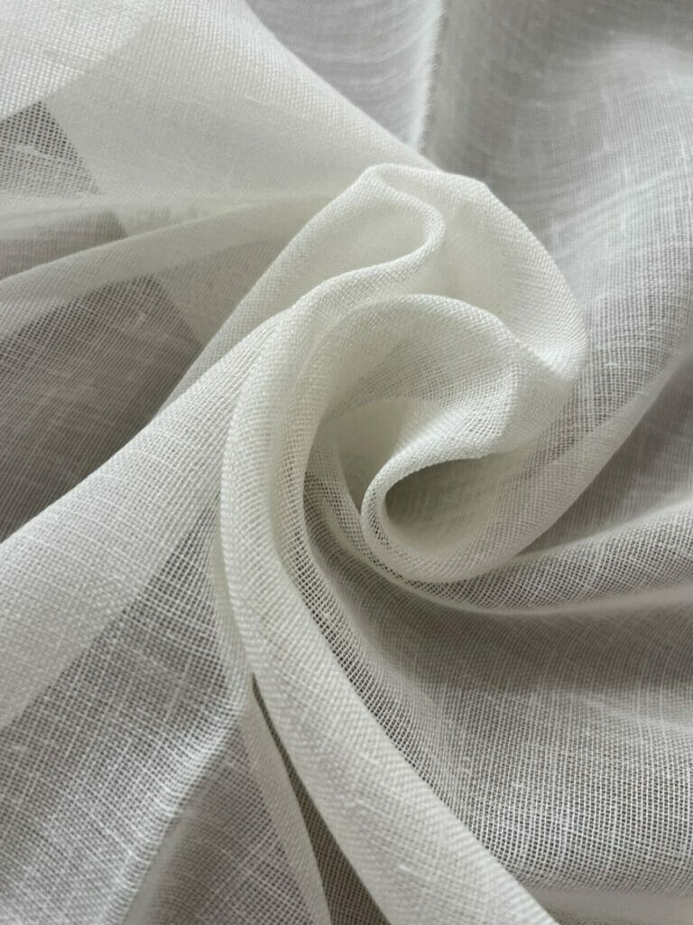 Close up, white linen fabric.