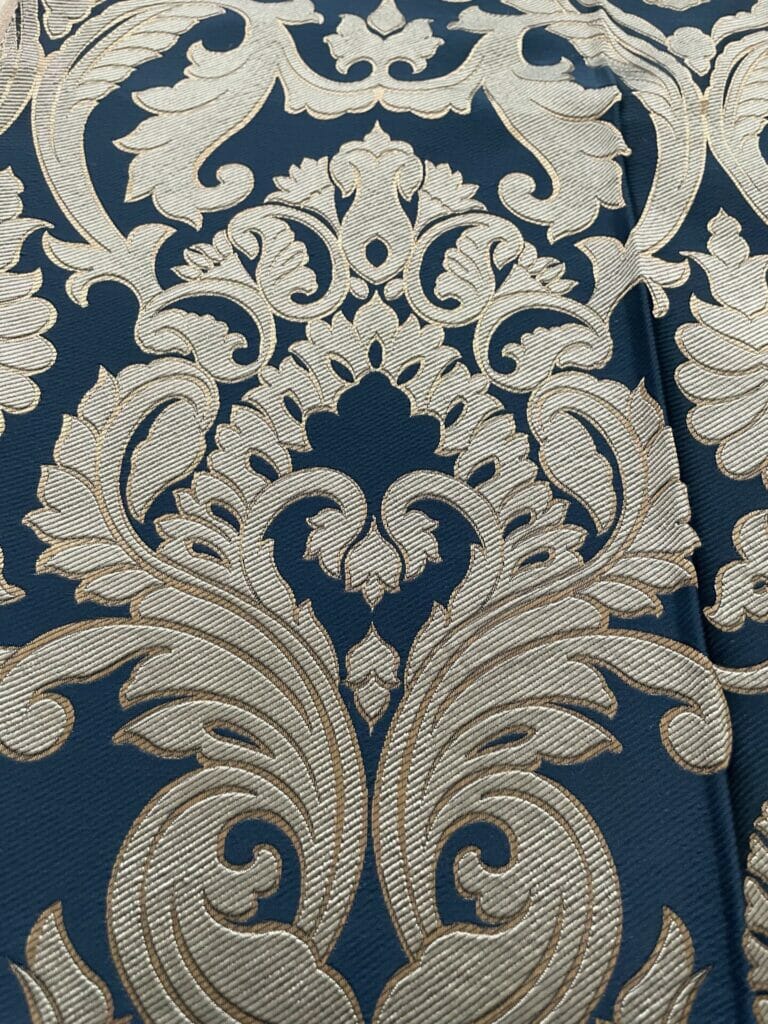 blue, gold, damask, fabric